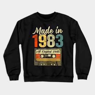 40Th Birthday Gift Vintage Made In 1983 Cassette 40 Year Old Crewneck Sweatshirt